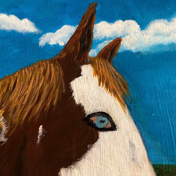 Original art painting on canvase horse head 12" x 12" signed wall art - Picture 3 of 7